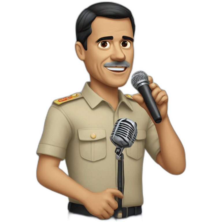 Pedro Sanchez holding a microphone emoji