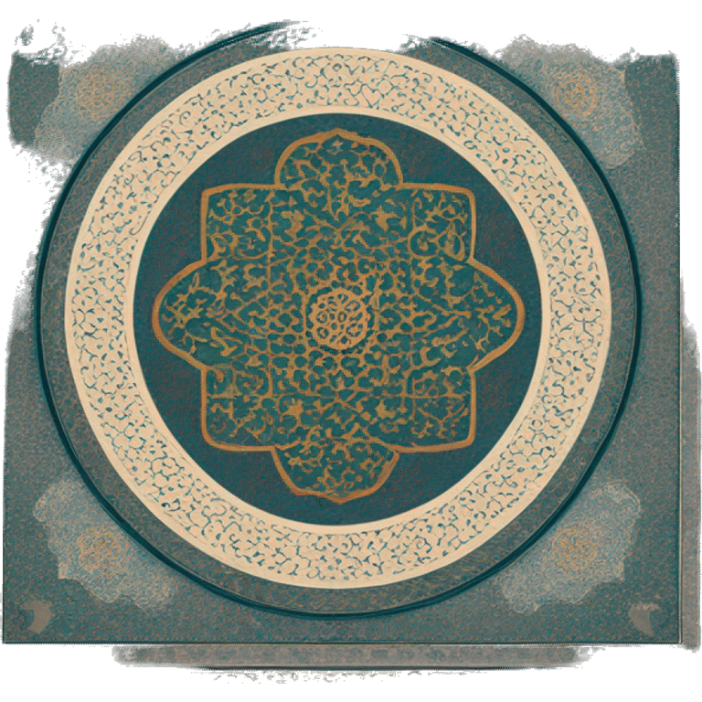 an islamic prayer mat in a rectangular shape with an elaborate design which faces the qibla. Suitable for a single person. emoji