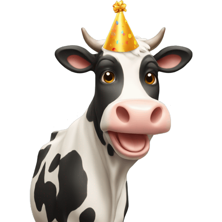 cow celebrating a birthday emoji