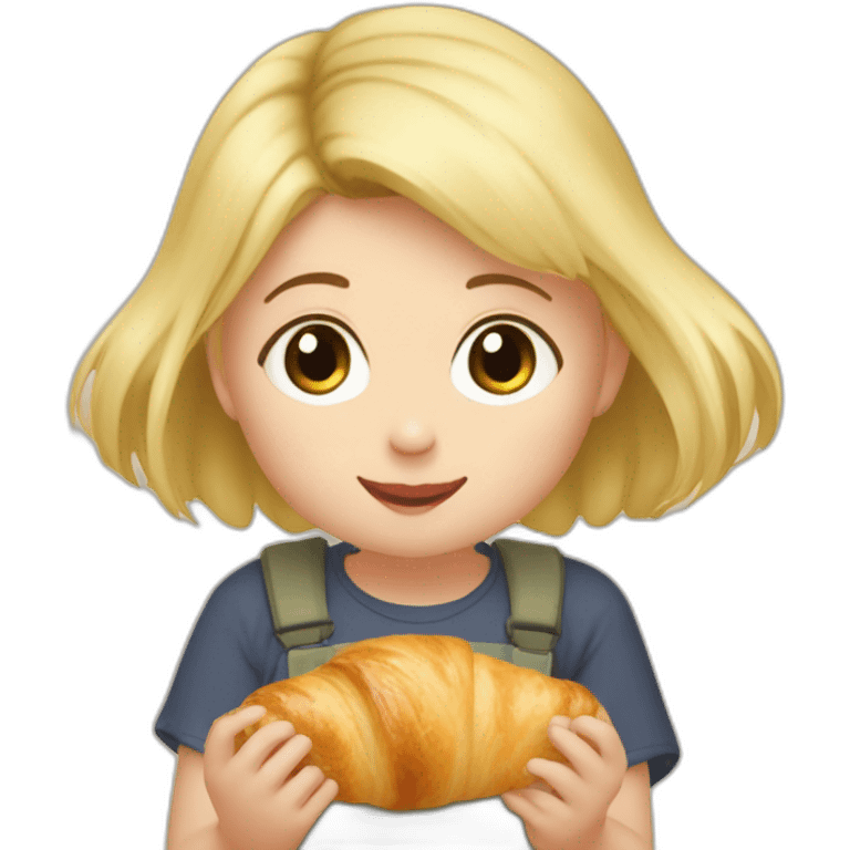 Tête bébé fille blonde qui mange un croissant avec totoro  emoji