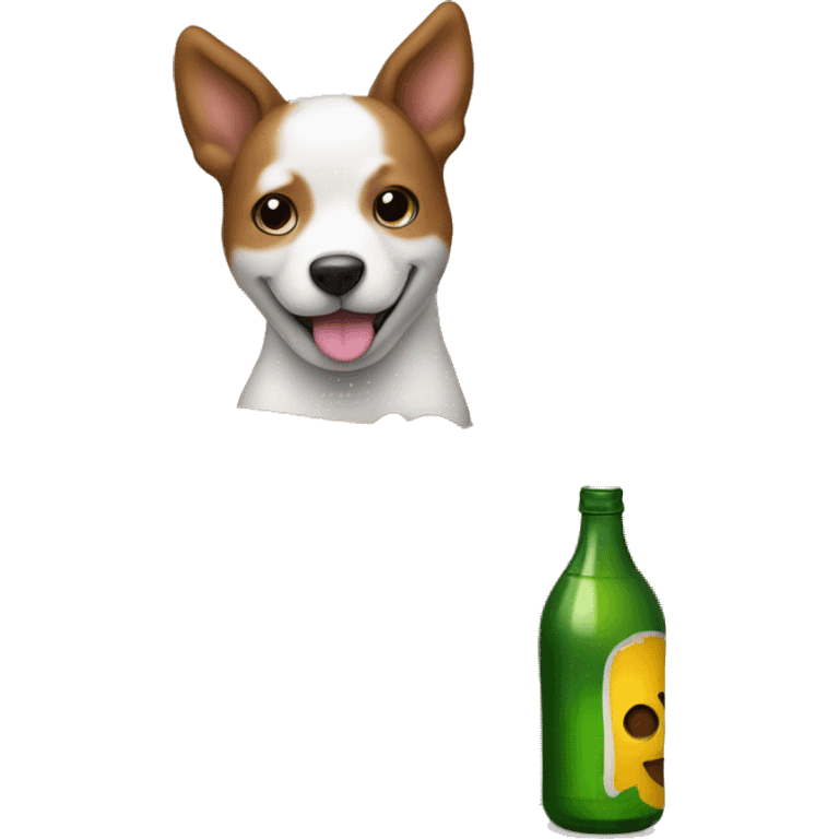 un perro con una botella en la bo emoji