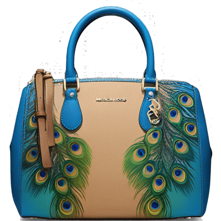 Realistic peacock blue color to tan  ombre michael kors satchel purse. emoji