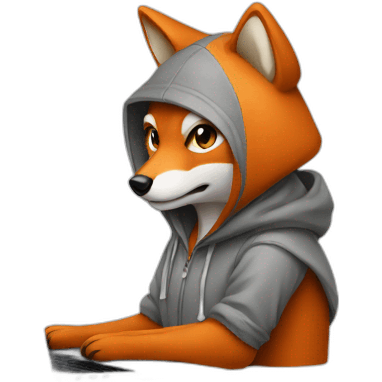 fox with hoodie and a macbook emoji