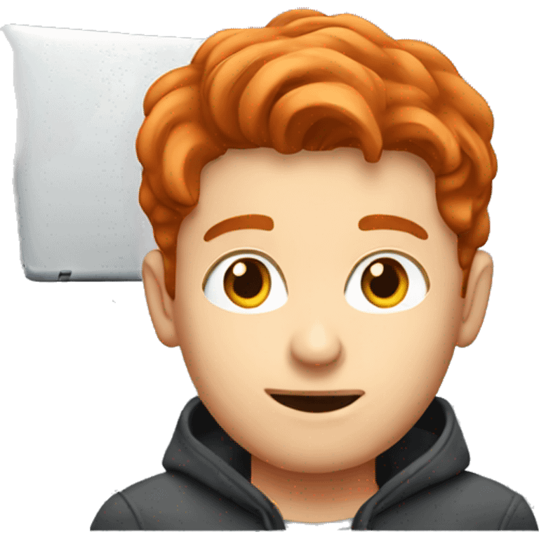 redhead young man with leptop emoji