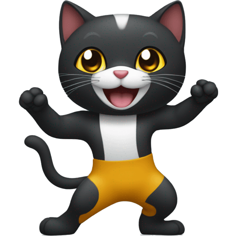 GATO NEGRO BAILANDO CON GATA CAREY emoji