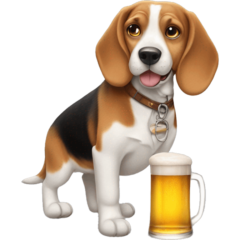 Beagle with a beer emoji