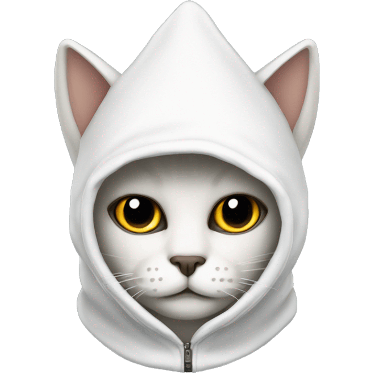 Cat wearing a pointy white hood/mask emoji