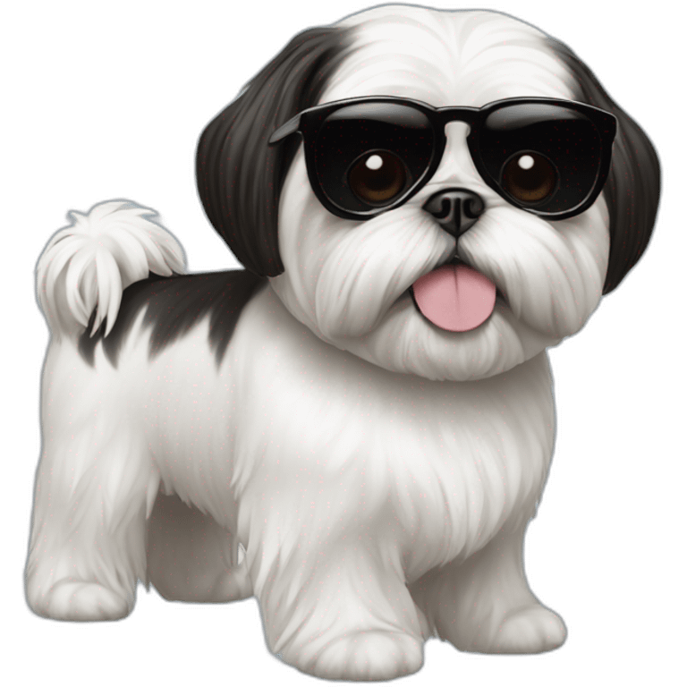 Black and white shih tzu with rick Ross wearing sunglasses  emoji