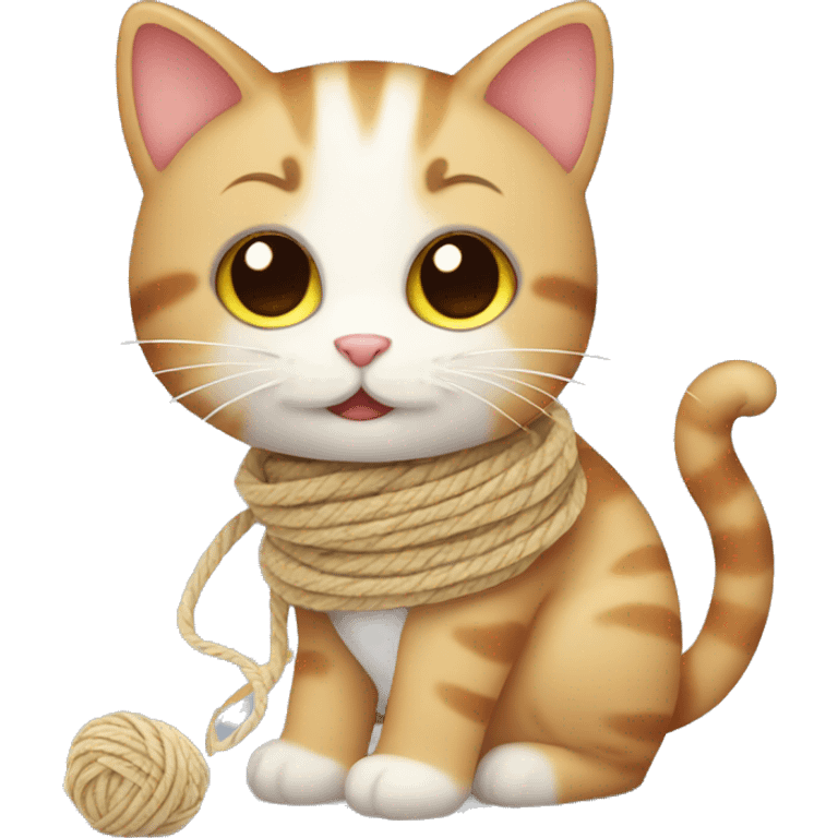 Cute cat with yarn emoji