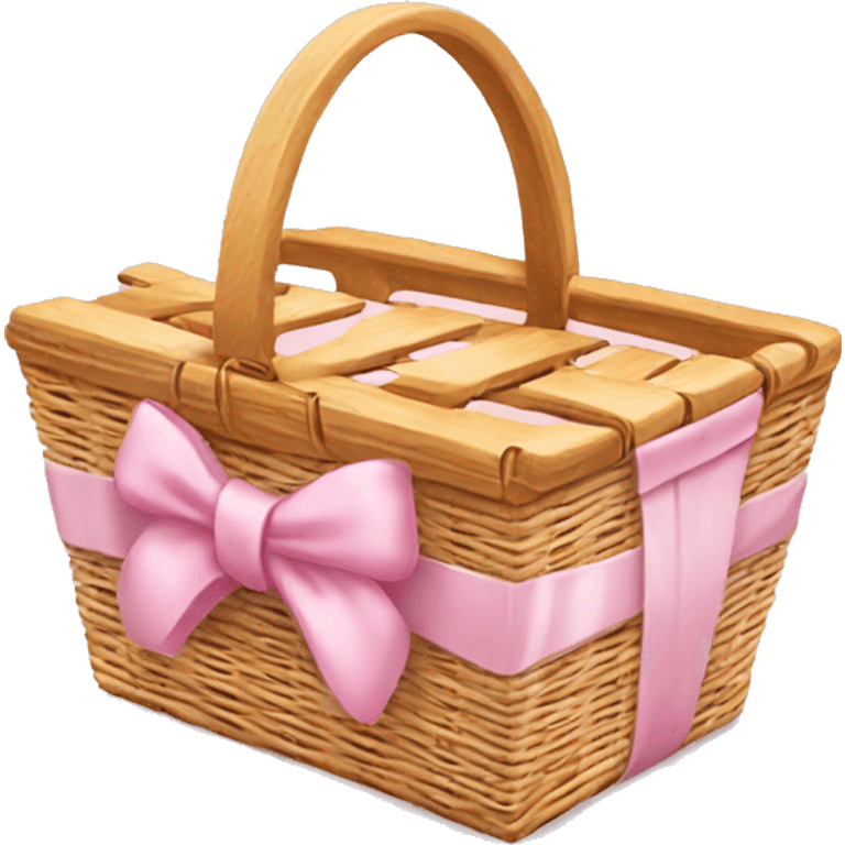 Picnic  basket in light pink bow emoji