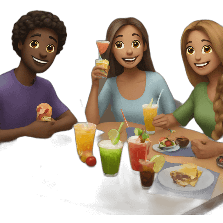 Friends having drinks and food on a zoom call emoji