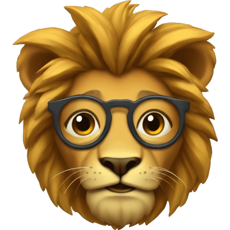 Imagina un león con lentes  emoji