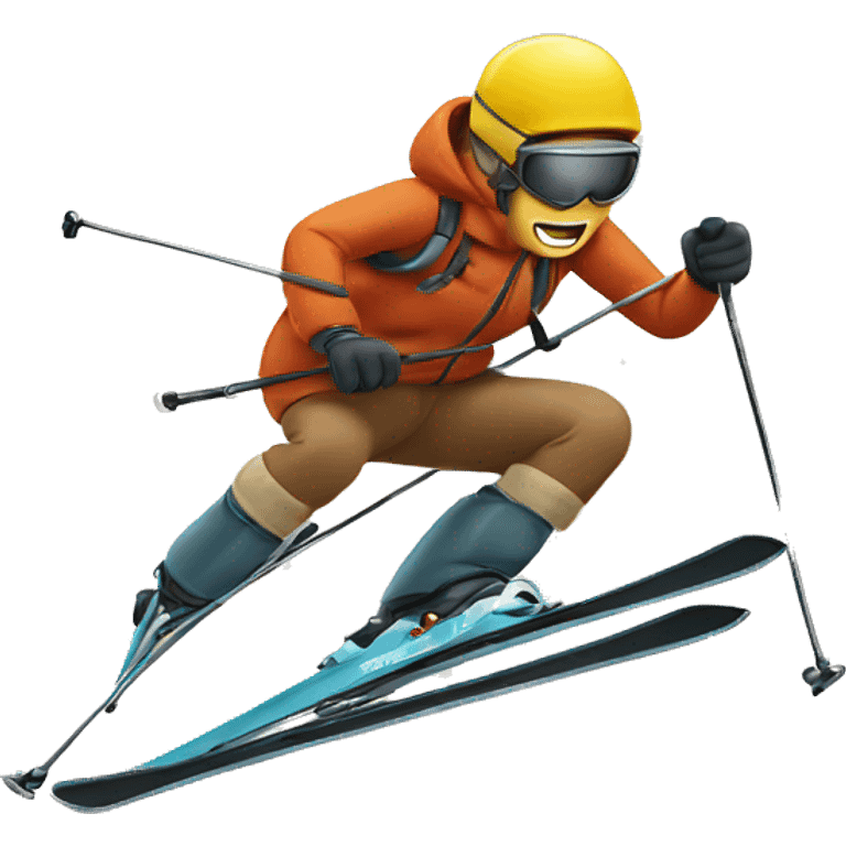 Skier skiing down schnitzel emoji