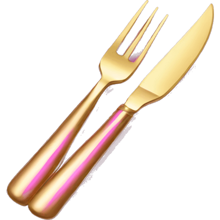  pink gold knife and fork  emoji