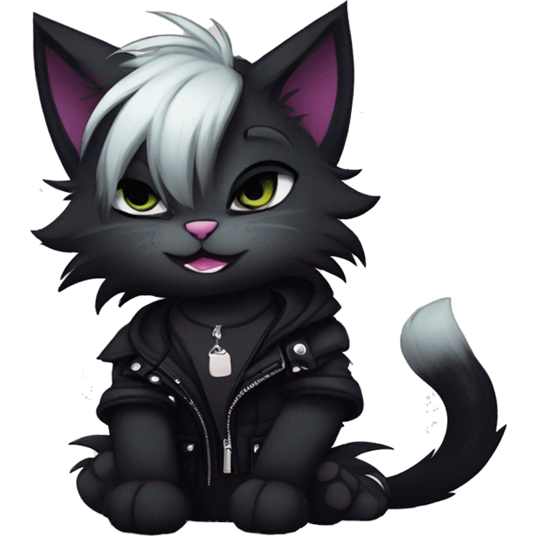 Edgy sharp anthro punk black cat furry by Falvie, LiLaiRa, griffsnuff, AngieWolf emoji