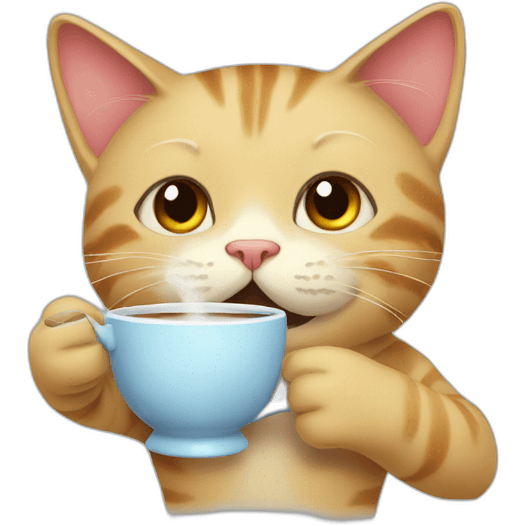 cat drinks tea emoji