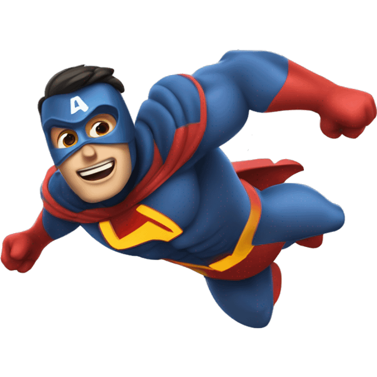 hombre disfrazado de superheroe volando estilo Pixar 3D emoji