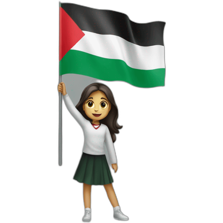 A girl raising palestinien flag emoji