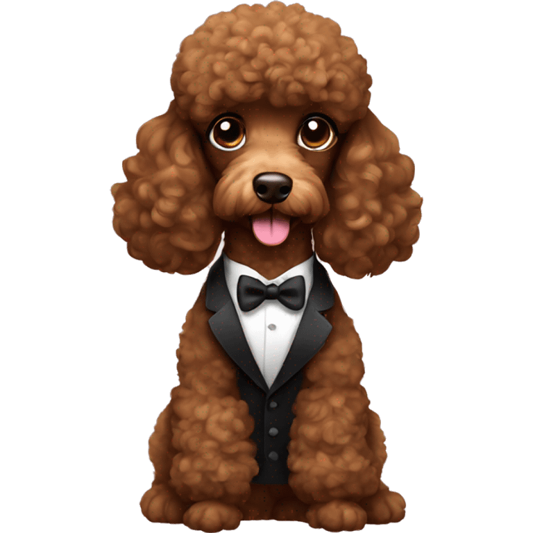 Brown poodle in a tuxedo emoji