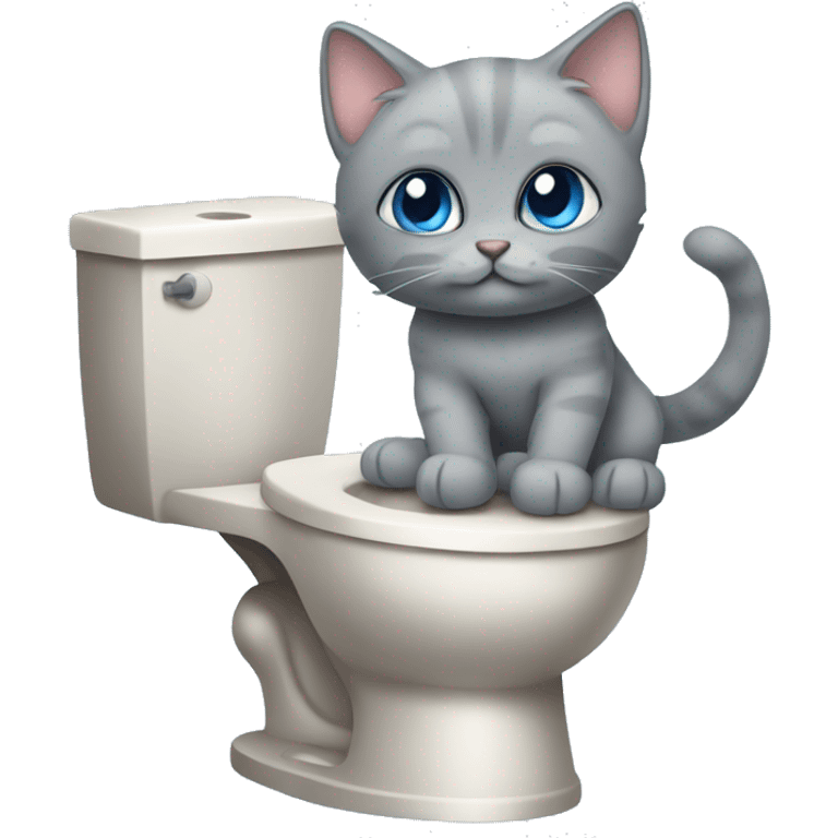 blue eyes grey kitten and toilet  emoji