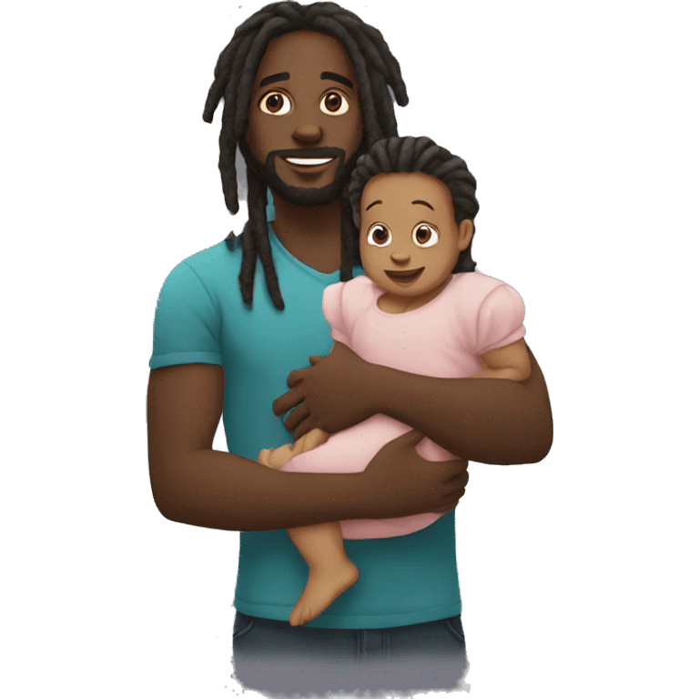 Black man with dreads holding a baby emoji