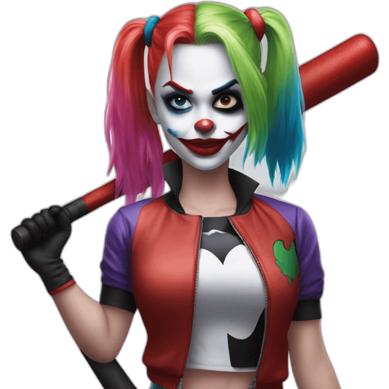 Harley Quinn with baseball bat and Joker emoji