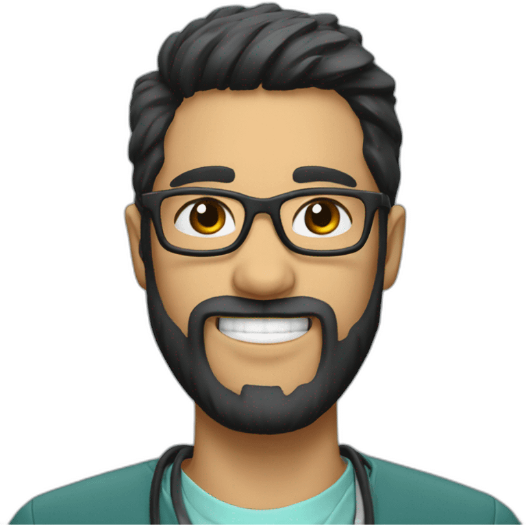 Dental Student with a starting black beard and glasses emoji