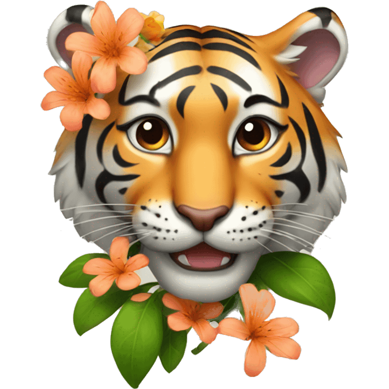 Tiger with flower  emoji