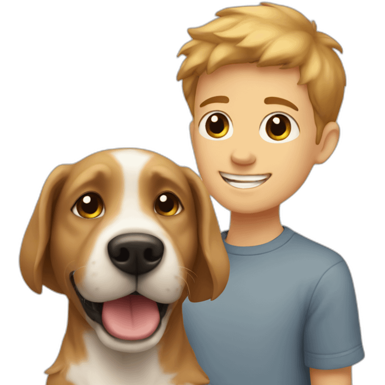 Cute Dog and boy emoji