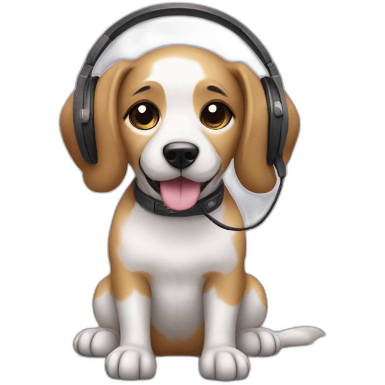 cute dog with headphones emoji