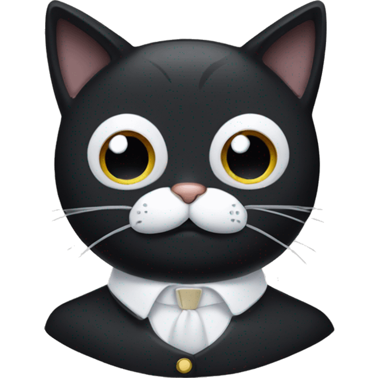 Black cat with white collar and white moustache under nose emoji