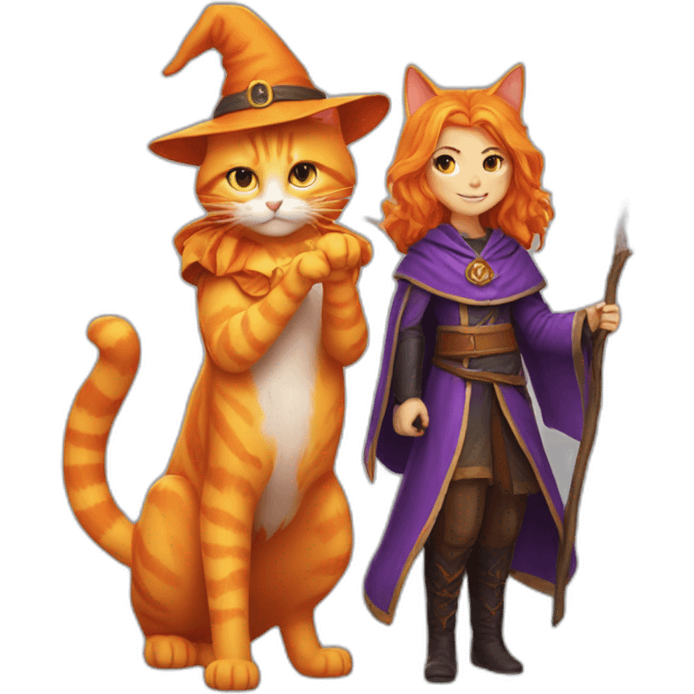 girl wizard and orange cat wizard emoji