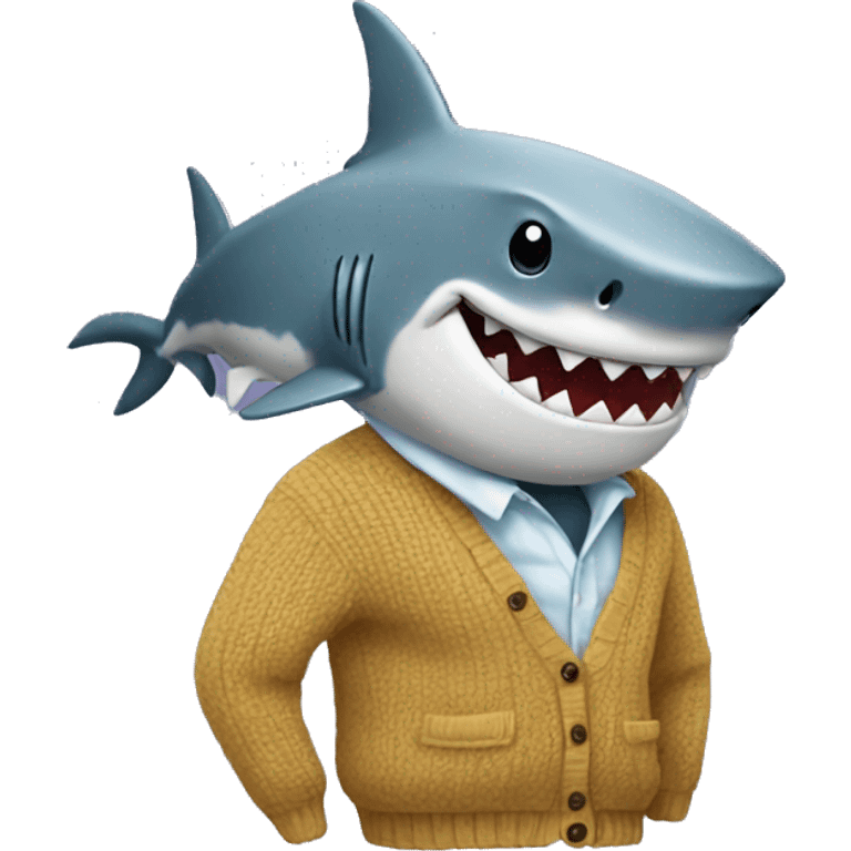 A shark with a cardigan emoji