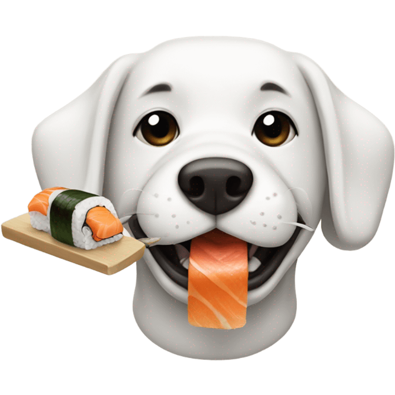 Dog eating sushi emoji