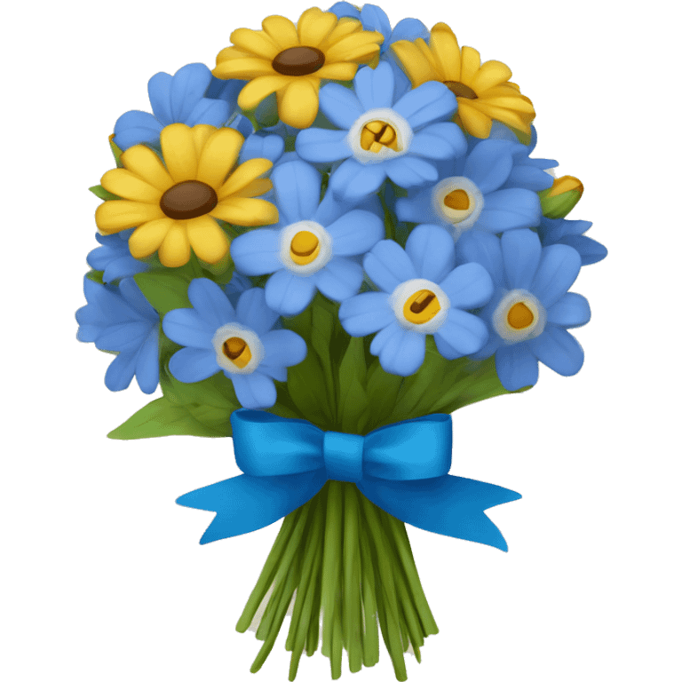 wildflower bouquet tied with blue bow emoji