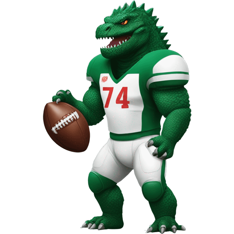 Godzilla dressed as a football player emoji