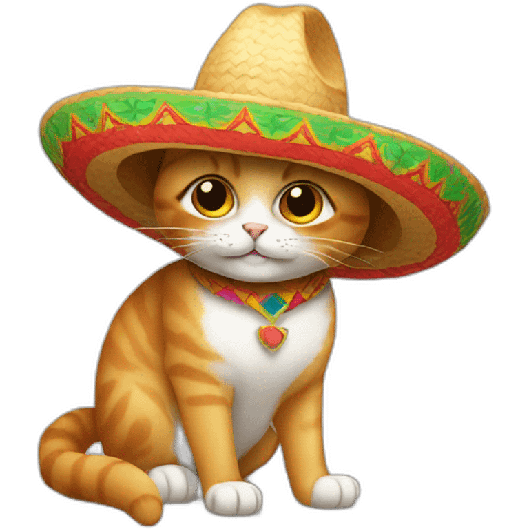 a cat with a mexican hat emoji