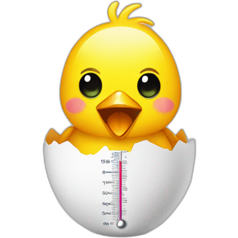 hatching chick emoji with thermometer on mouth emoji