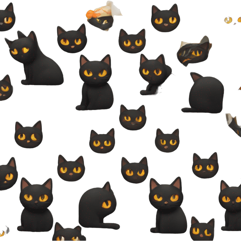 black cat with thin orange vertical stripe on her nose emoji