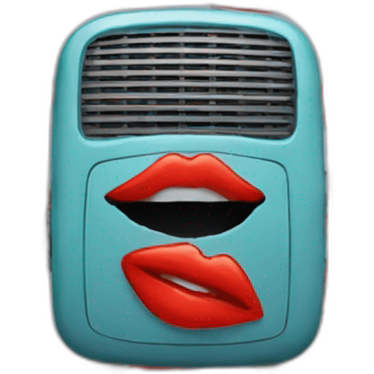 red lips kissing a radio emoji