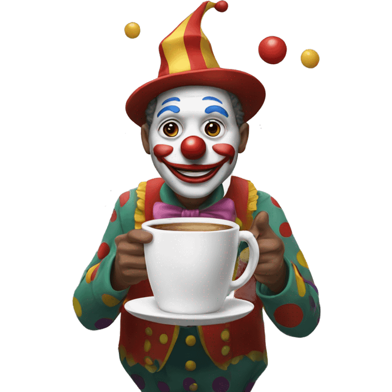 Clown with coffecup in his Hand  emoji