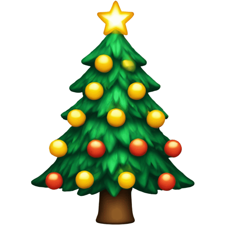 A Christmas tree lit up emoji