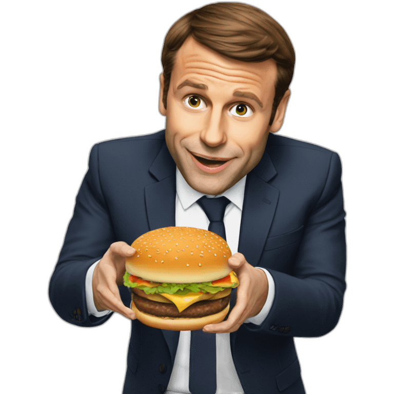 Macron eat  a burger emoji