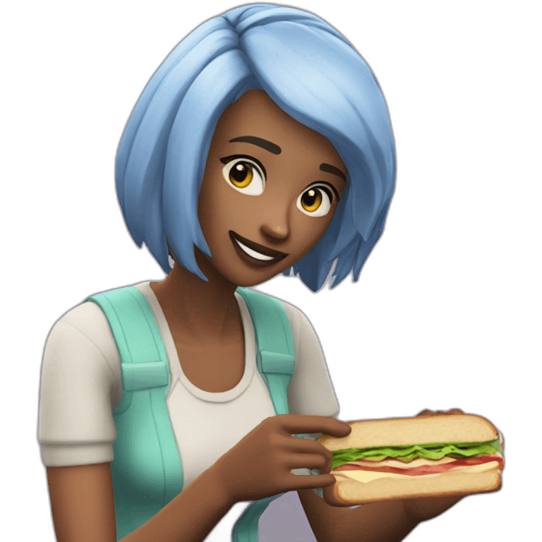 Sims making a sandwich emoji