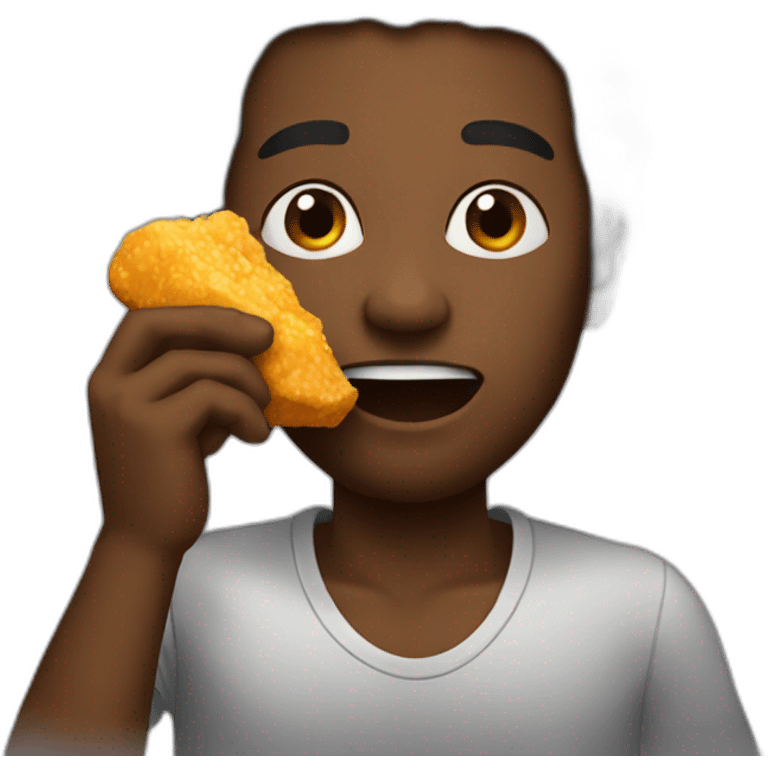 A black man eating nugget emoji