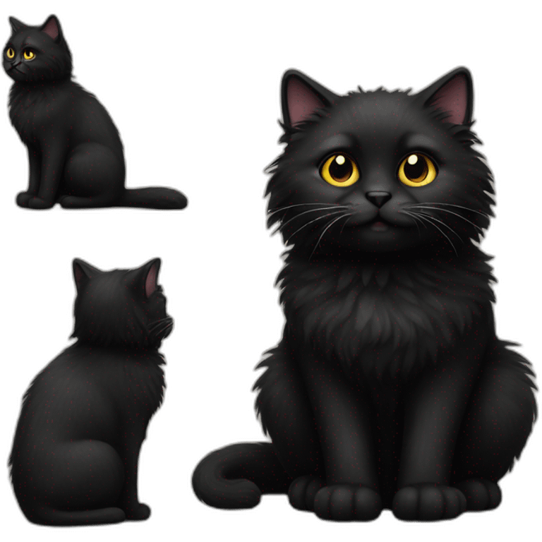 Black fluffy cat  emoji