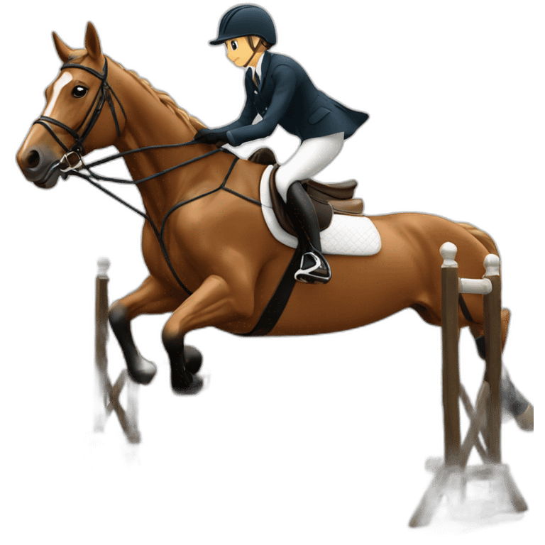 Eventing horse with rider jumping an obstacle on course emoji