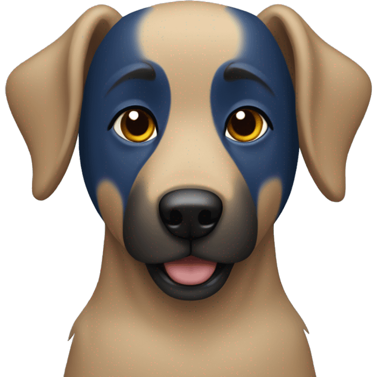 a shepherd dog with a dark muzzle in a dark blue gog jumpsuit emoji