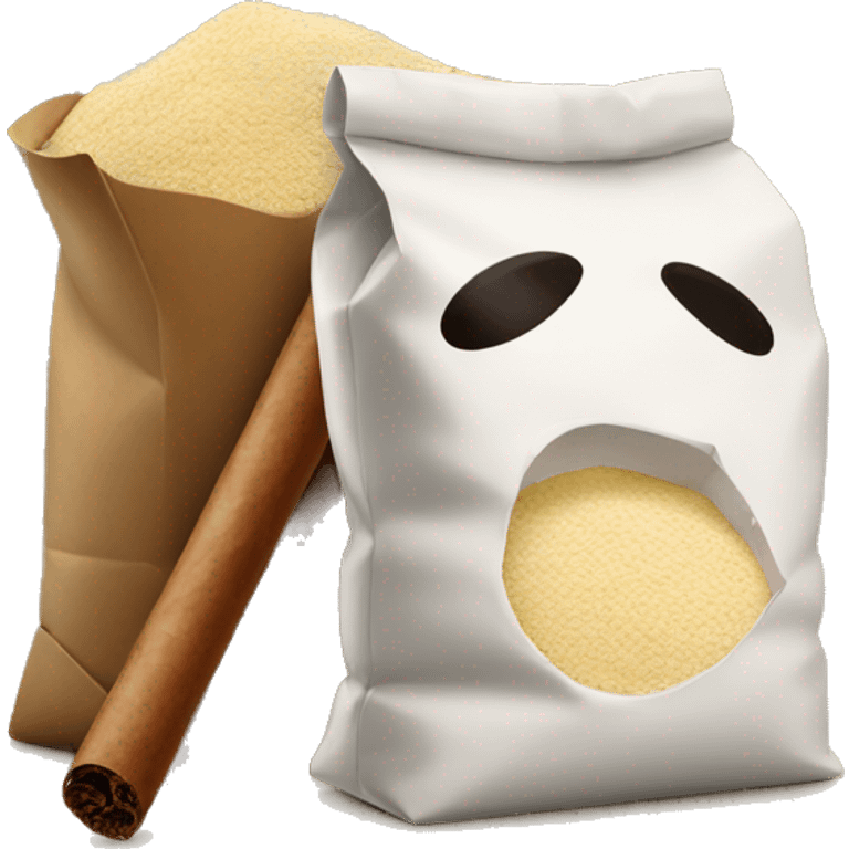 a bag of flour smokes a cigar emoji