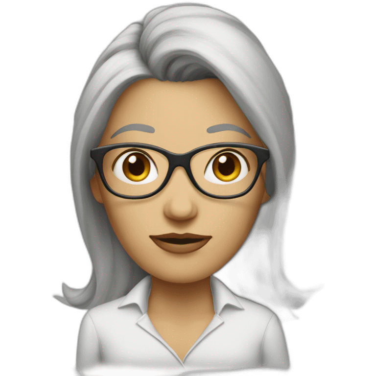 white burgundi woman with hair at eck level with glasses and big nose emoji